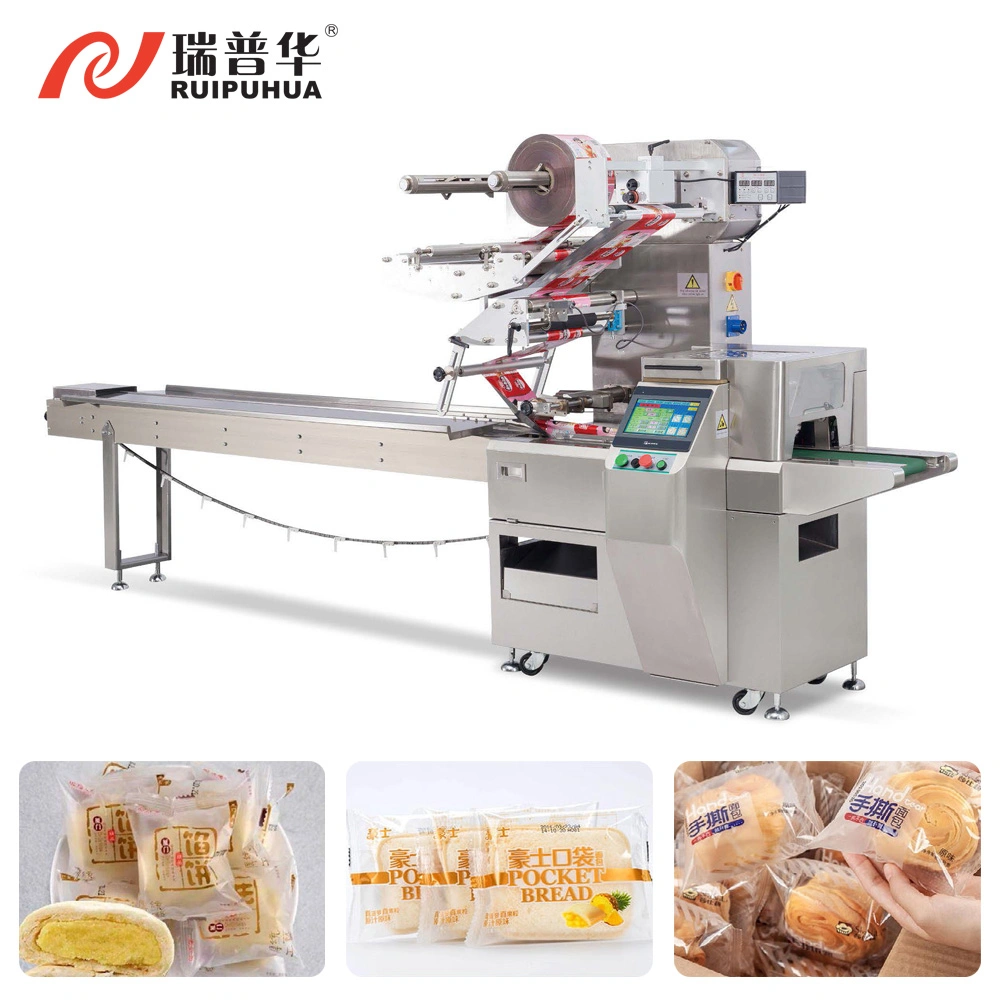Automatic Stainless Steel Flow/Food Packing Packaging Filling Sealing Machine Machinery for Biscuits/Noodles/Breads/Burgers/Buns/Hotdog/Rolls/Food/Cake