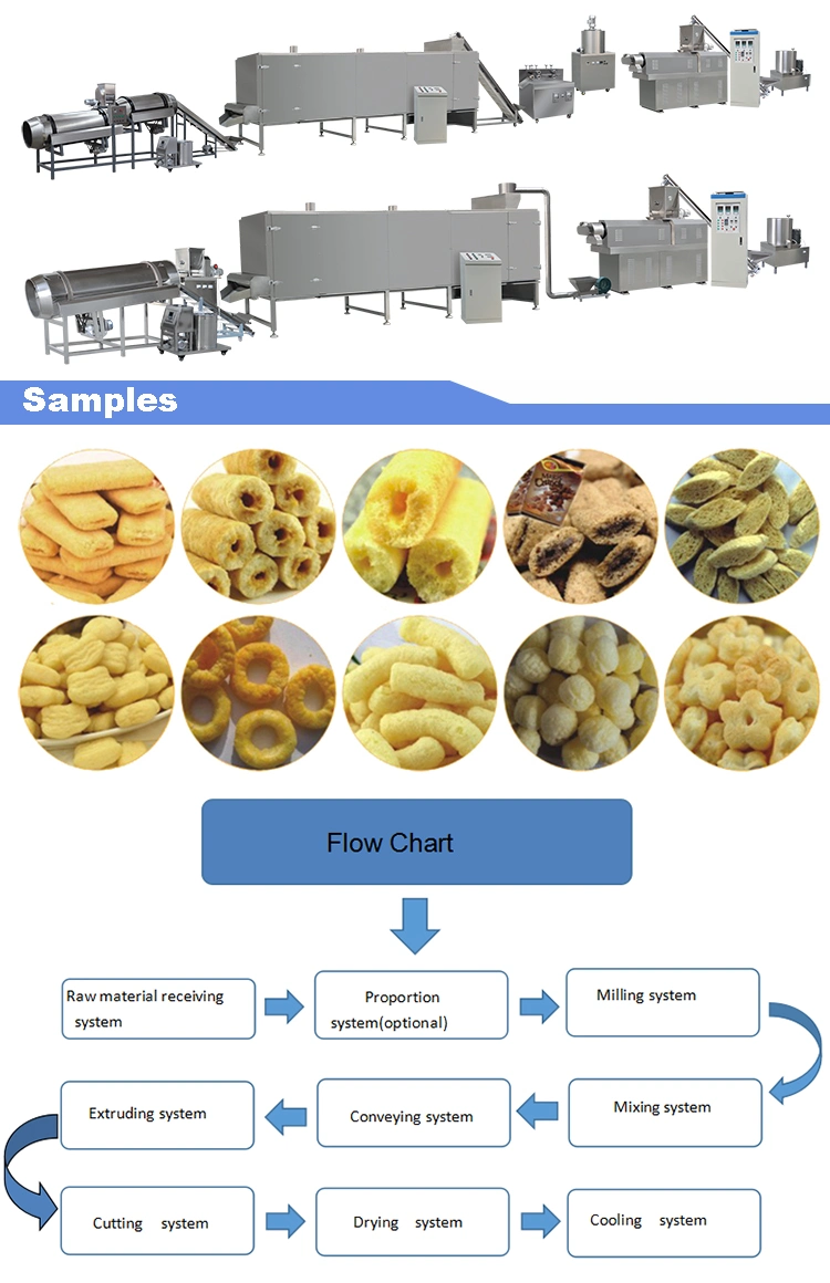 High Quality Automatic Double Screw Extruded Corn Puff Snack Food Making Machine with Stuffing for Food Factory