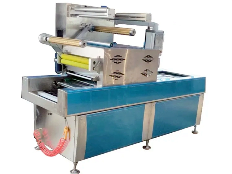 Automatic Prefabricated Box Packing Machine Food Fish Meat Thermoforming Skin Packaging Machine