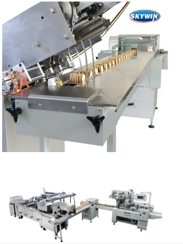 Automatic Cream Biscuit Sandwich Machine with Pillow Packaging Machine Engineers Available to Service Machinery Overseas