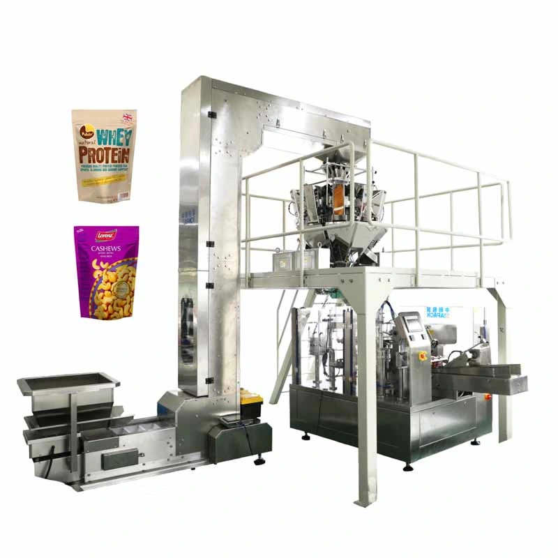 Automatic Pre-Made Pouch Zipper Bag Doy Bag Packaging Machine for Pet Food, Coffee Bean, Candy, Chips