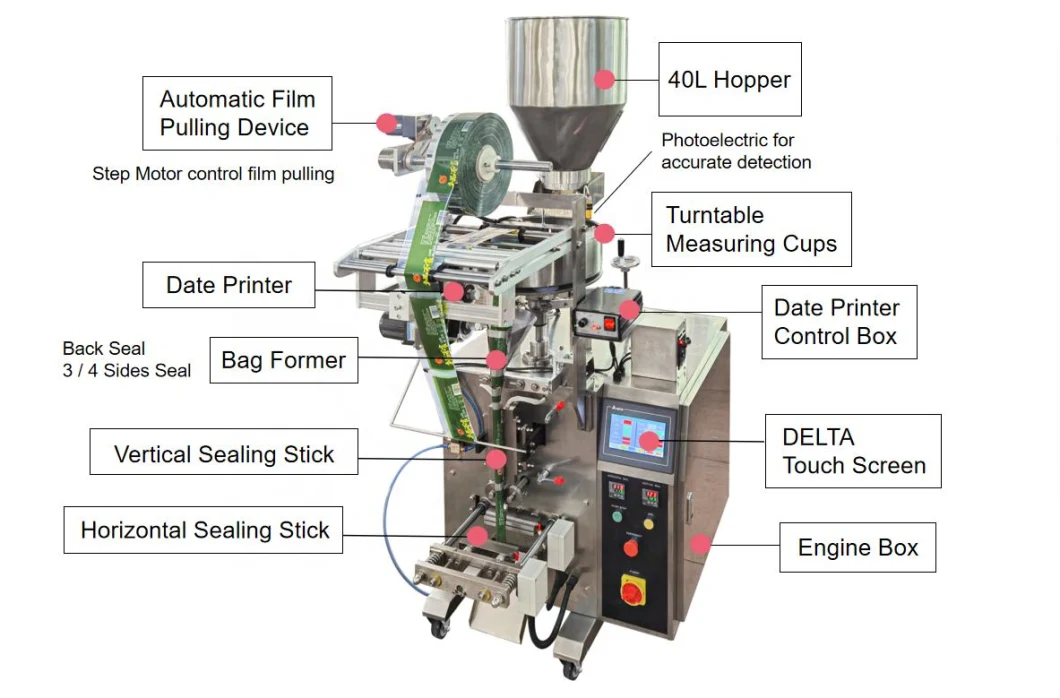 Food Machine for Small Business Peanut Packaging Vertical Grain Packing Machine