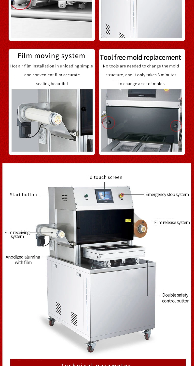 Automatic Gas Packaging Machine Fruit Cooked Food Prepared Vegetables Food Takeaway Fast Food Box Fresh-Keeping Sealing Machinecommercial