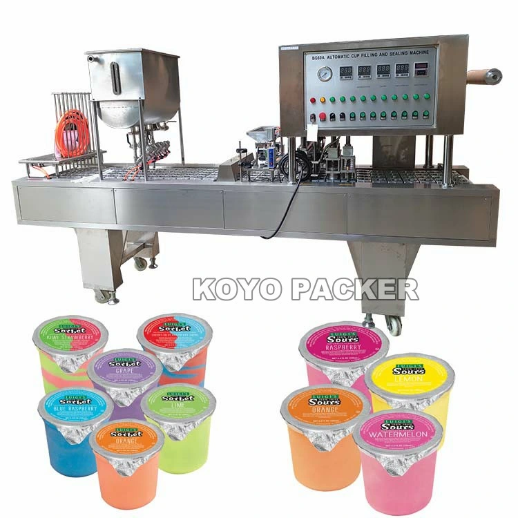 Fully Automatic Yogurt Ketchup Sauce Jam Fruit Juice Milk Small Four Paper Plastic Cups Filling Thermoforming Sealing Machines