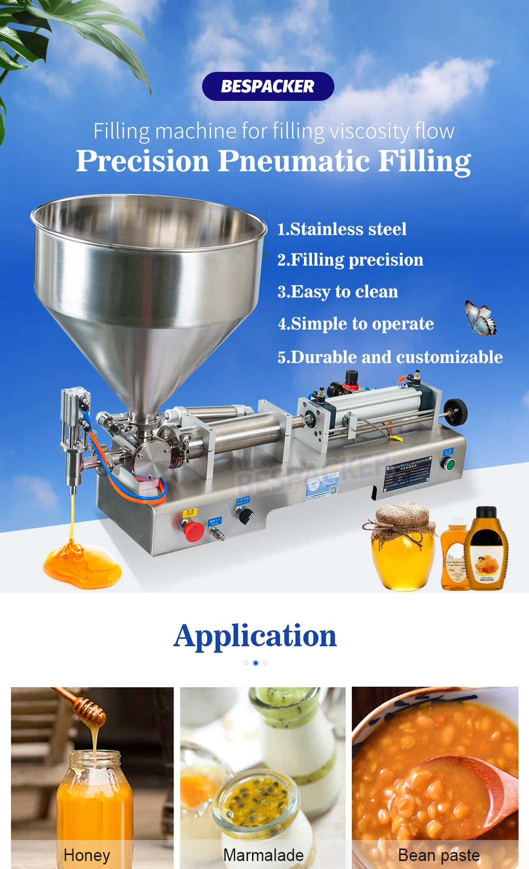 Semi-auto jam ketchup yogurt cosmetic cream filling packaging machine