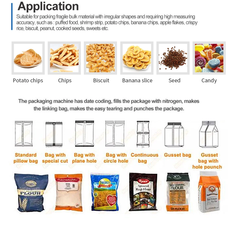 Automatic Filling Weighing Gram Conveyor Arabic Poly Pack Making Thermoforming Vacum Pop Corn Bag Cashew Packing Machine