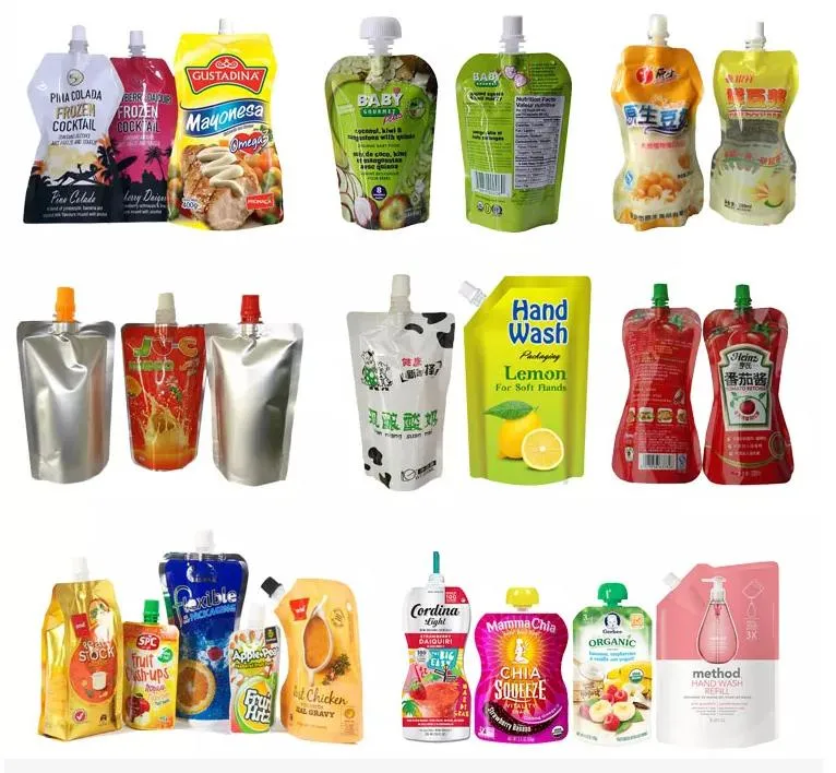 Automatic Premade Soap Detergent Sauce Ketchup Liquid Juice Doypack Spout Pouch Plastic Bag Rotary Sealing Filling Capping Packing Packaging Machine
