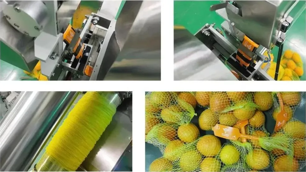 Automatic Fruit Vegetable Net Mesh Bag Weighting Netting Clipping Packing Packaging Machine for Potato Garlic Onion Beans Orange Citrus Lemon Walnut