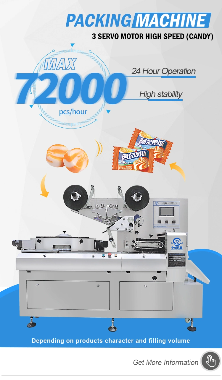 High Speed Full Automatic Plastic Bag|Packaging|Filling|Machine for Pillow Peppermint Toffee Ball Sweets Nougat Chocolate Soft Gummy Candy Packing Machine