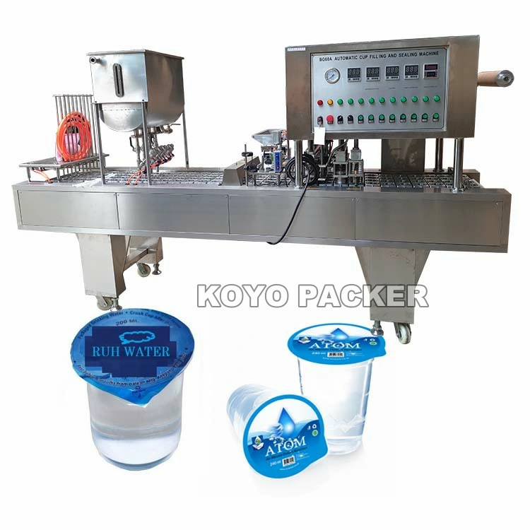 Fully Automatic Yogurt Ketchup Sauce Jam Fruit Juice Milk Small Four Paper Plastic Cups Filling Thermoforming Sealing Machines