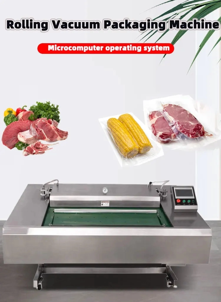 304 Stainless Steel Rolling/Continuous/Conveyor Vacuum Packing/Packaging/Wrapping Machine for Sausage/Sausages/Fresh Fish