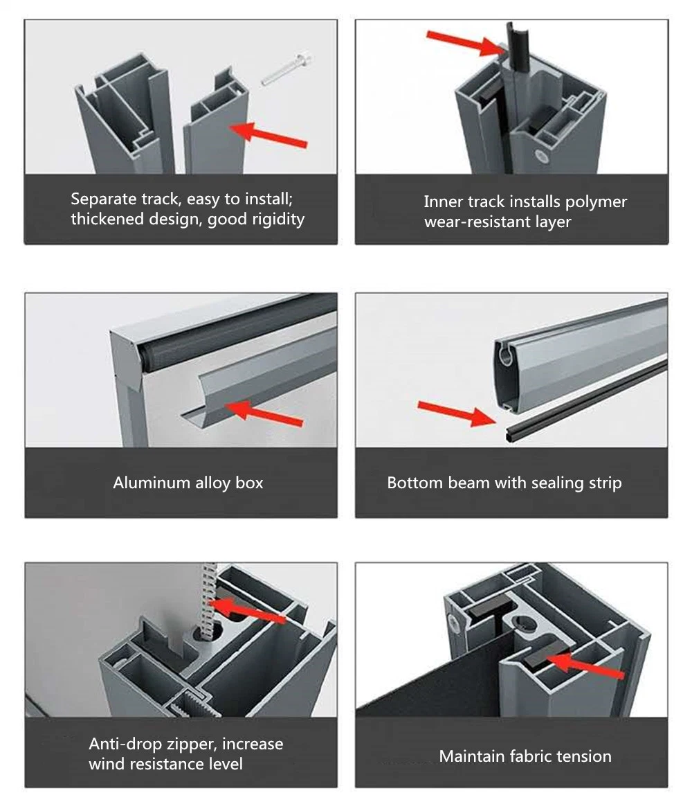 External Outdoor Windproof and Waterproof Zip Track Exterior Motorized Indoor Blackout Roller Blinds