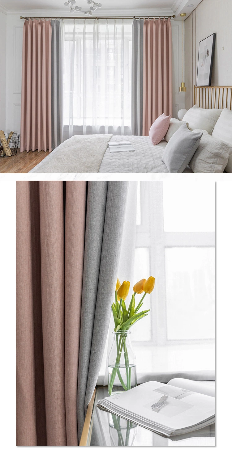 New High Shading Curtain Cloth Bedroom Living Room Study Nordic Pure Pigment Shade Curtain Cloth Finished Product