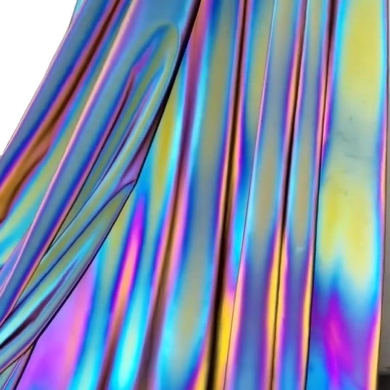 Rainbow Color Reflective Polyester Fabric for Fashion Clothing Jacket