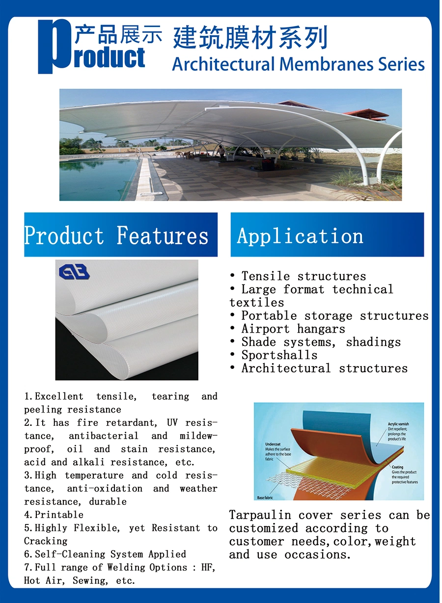 PVC Architectural Membrane Coated Tarpaulin Tensile Structure Fabric