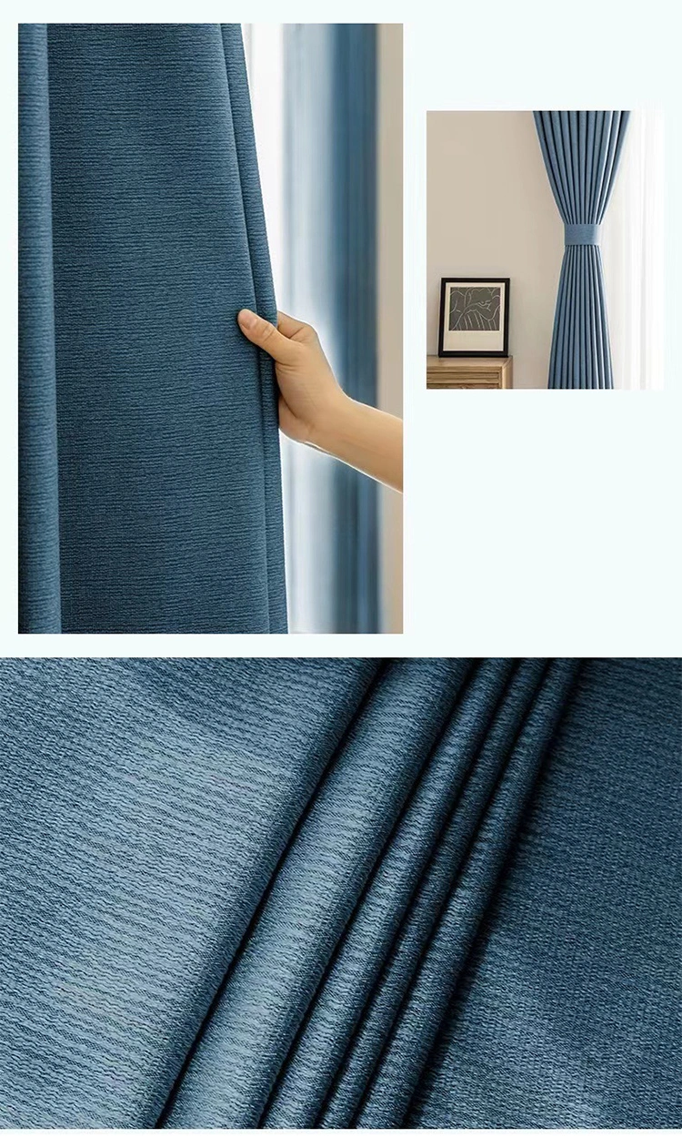 Simple Bark Wrinkled Curtain Sunscreen Shade Cloth Living Room Bedroom Bay Window