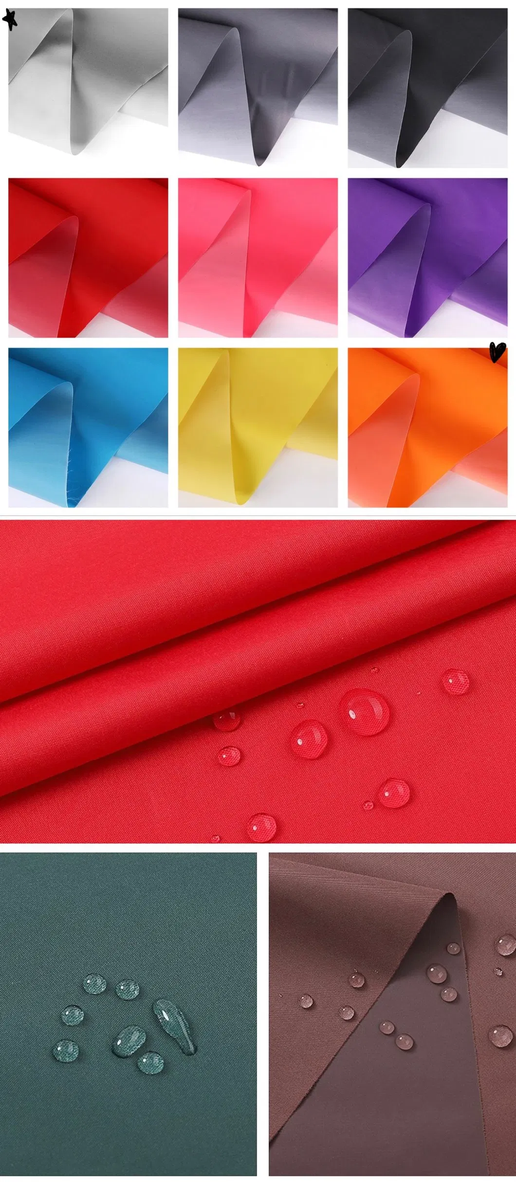 Tn Textile China Wholesale Market Colorful PVC Backing Waterproof Polyester Raincoat Fabric