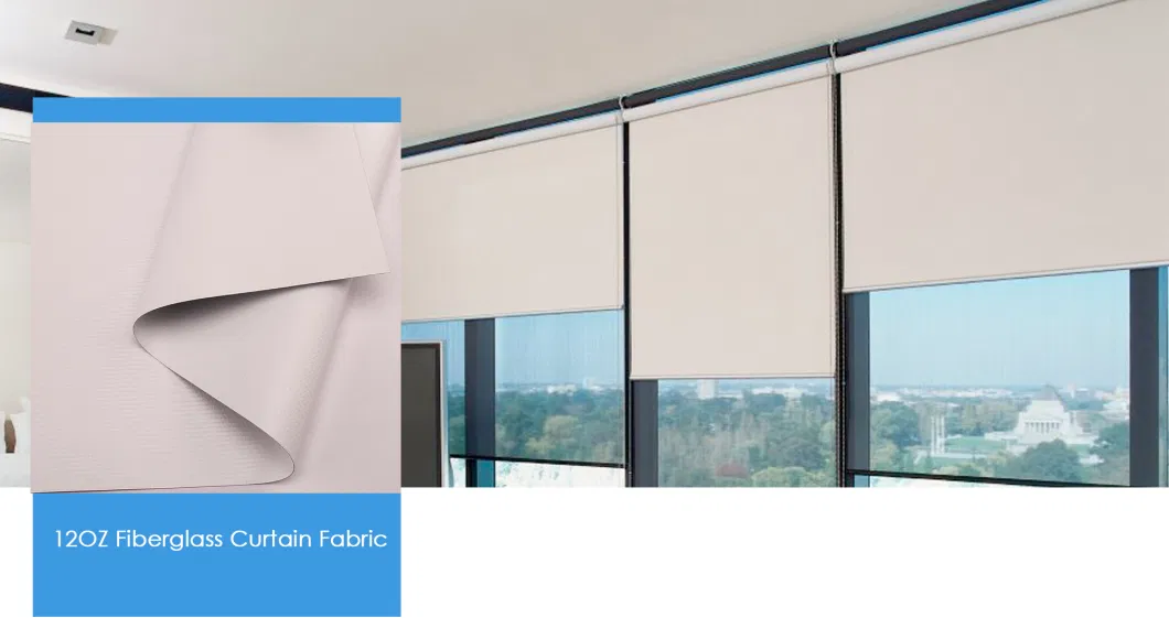 410GSM PVC Sunshade Mesh Fiberglass Blackout Curtain Fabric for Roller Blinds