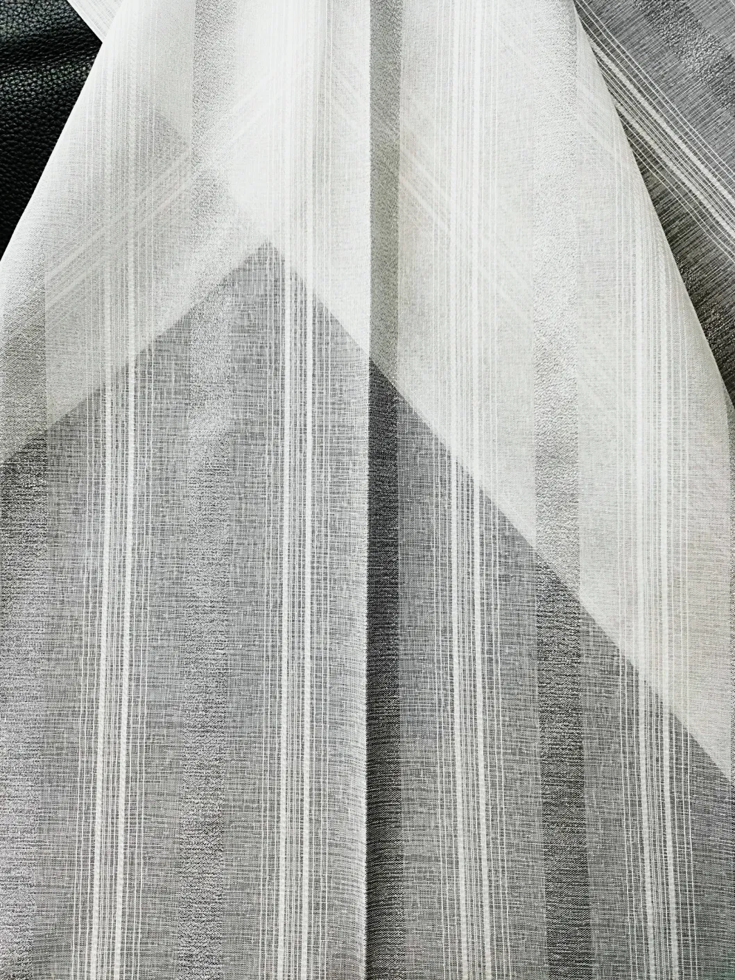 Polyester with Silver Metallic Yarn Made Sheer Look Curtain Fabric