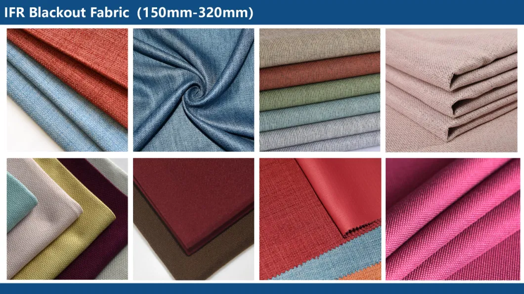 100% Polyester Inherently Flame Retardant Linen-Like Blackout Curtain Fabric
