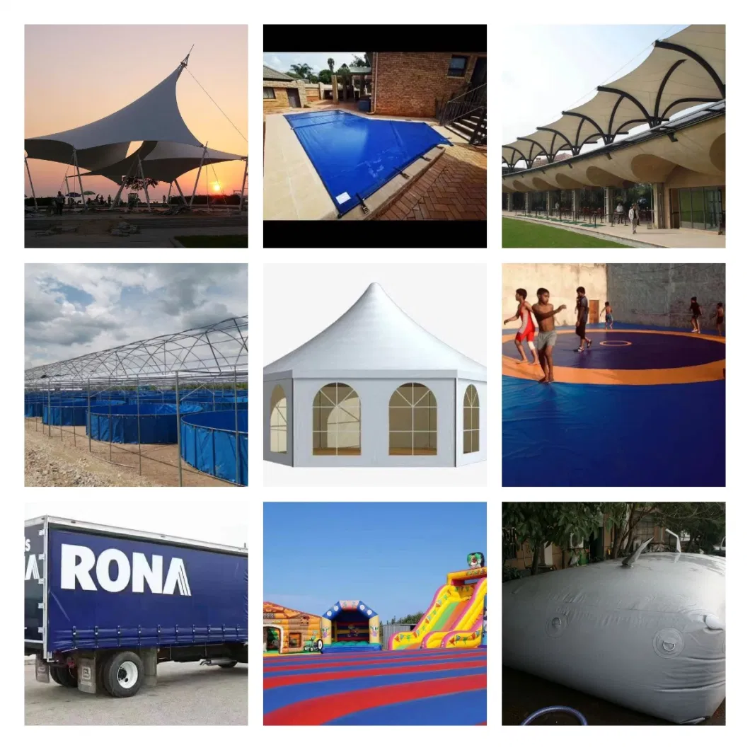 PVC Knife Coated Polyester Vinyl Fabric for Hangars, Tents, Canopies and Inflatable Boat 700 Gsm,
