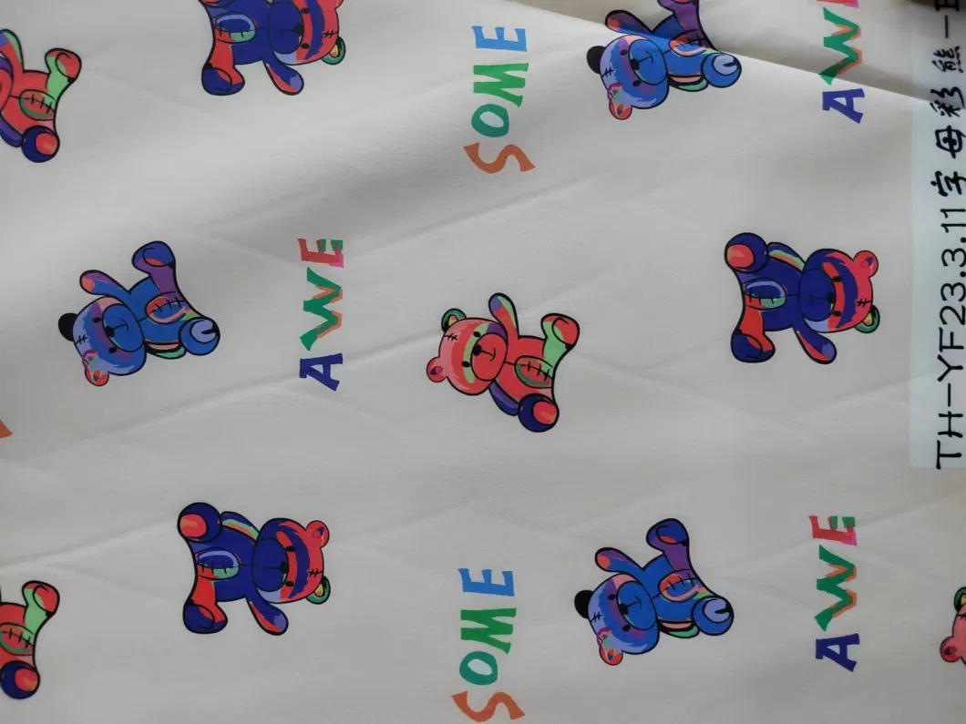 Rainbow Bears Cartoon Digital Printing Polyester Fabric for Garment