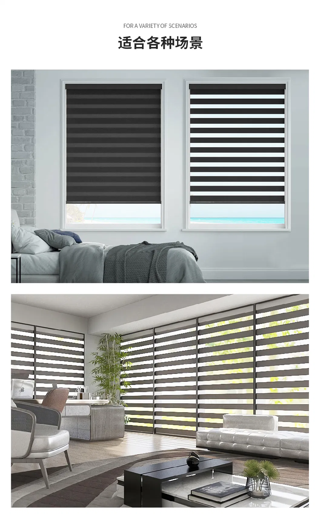 Day and Night Zebra Roller Cordless Blinds Combi Shades