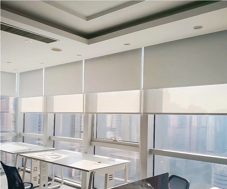 High Quality Waterproof External PVC Coated Polyester Sunscreen Window Blind Shades, Fire Retardant 3%-5% Openness Solar Roller Blinds Shades