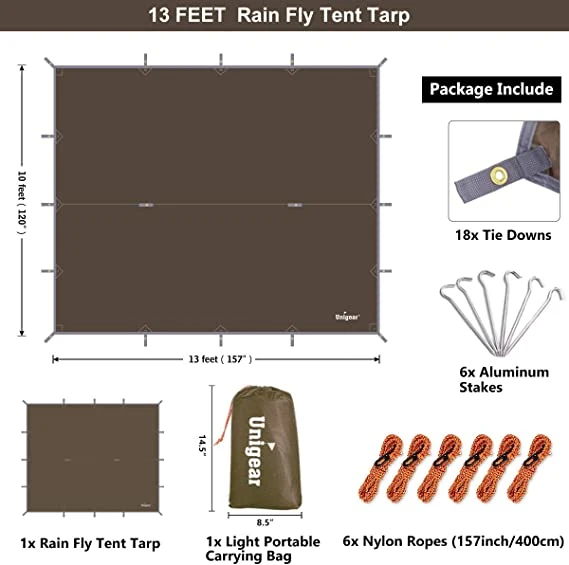 Woqi Rain Proof Flying Camping Tarp UV Proof Lightweight Waterproof Shade Cloth