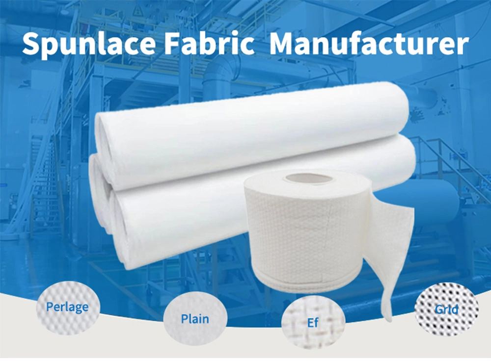 Eco-Friendly Spunlace Nonwoven 50%Polyester 50%Viscose Spunlace Non Woven Fabric Roll for Making Wet Wipes