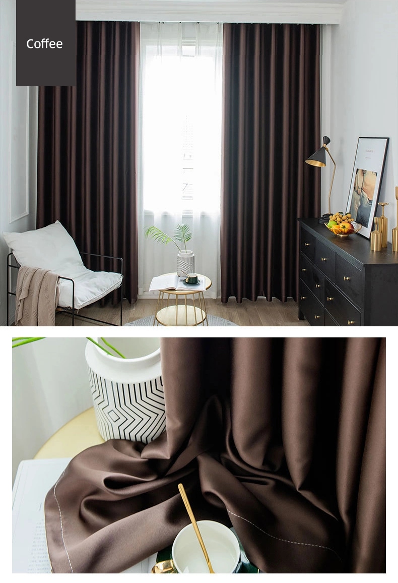 Nordic Simple Tribute Brocade Imperial Concubine Satin Plain High Blackout Curtain