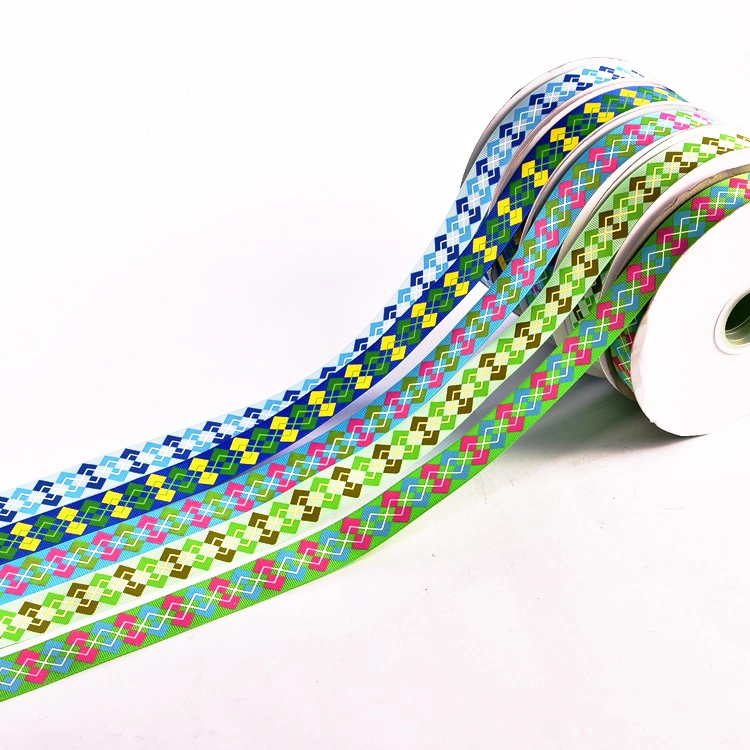 Customized Size Rainbow Printed Grosgrain Ribbon 1 Inch Printed Ribbon Fabric