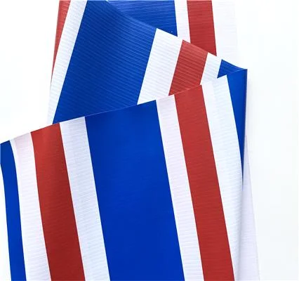 Waterproof PVC Striped Tarpaulin Polyester Awning Fabric for Sunshade