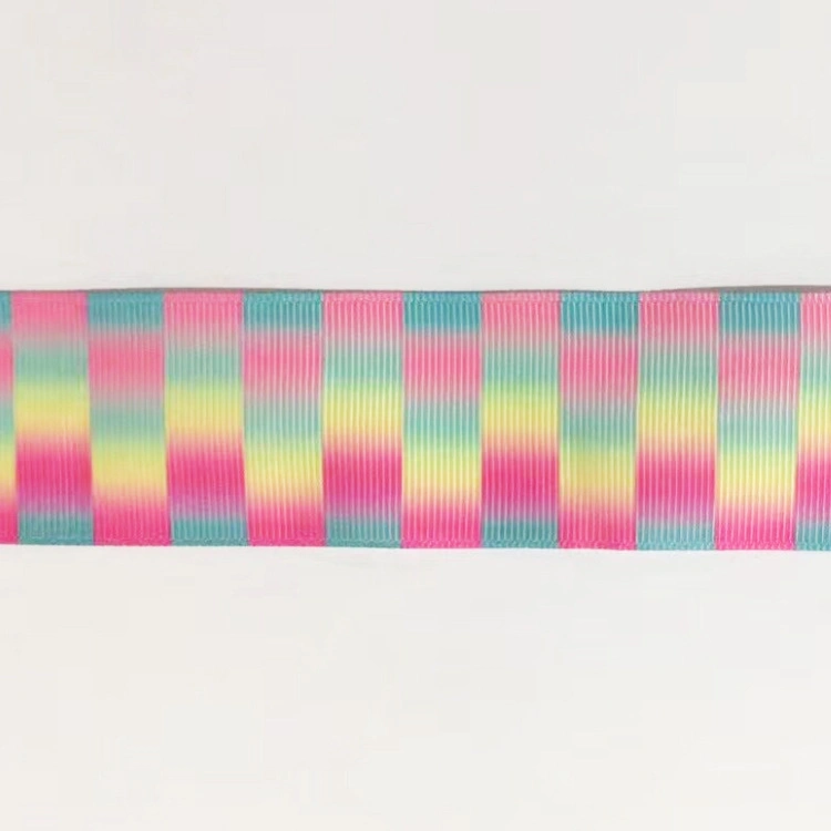 Customized Size Rainbow Printed Grosgrain Ribbon 1 Inch Printed Ribbon Fabric