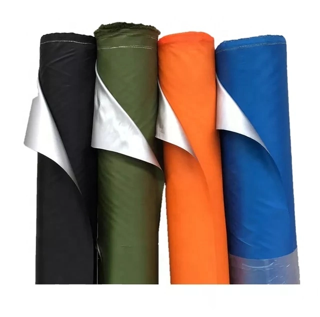 Waterproof Blackout Curtain Fabric 210t Polyester Taffeta Ling Fabric with PU Silver Coating for Tent, Canopy and Bags