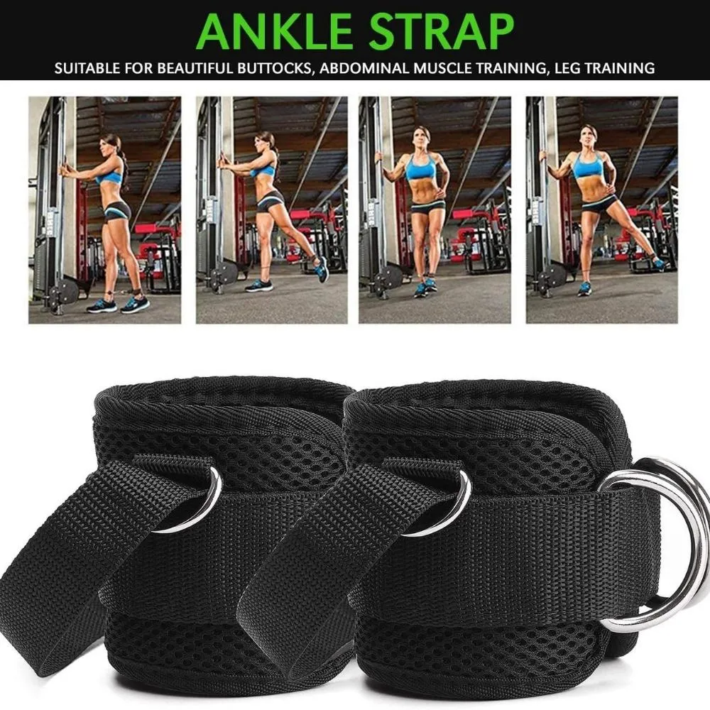 Adjustable Ring Ankle Straps with Foot Strap Cable Machine Fitness Thigh Glute Exercises Padded Ankle Cuffs Accessories Wyz21234