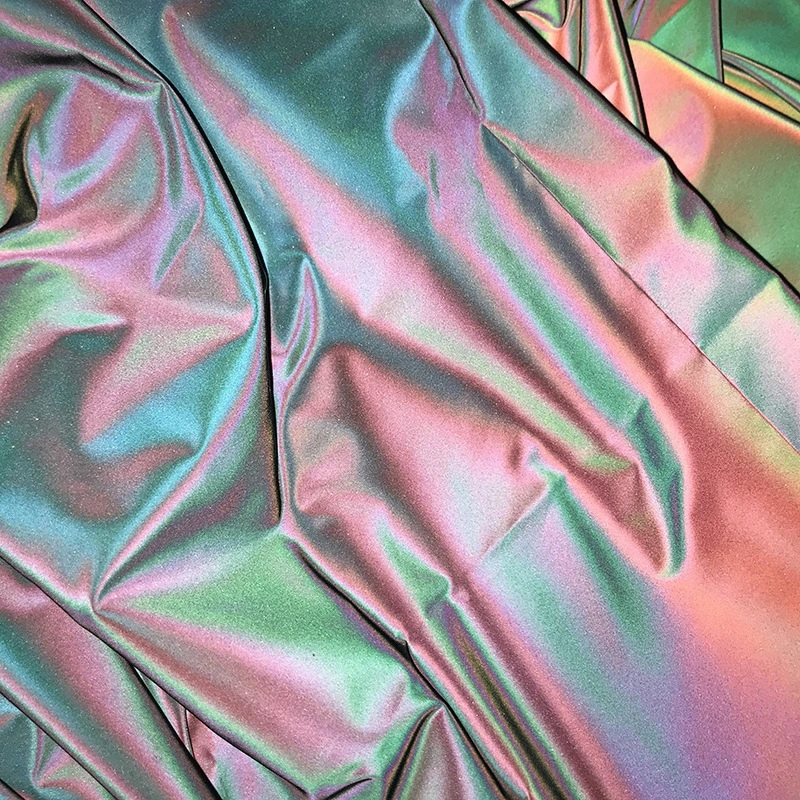 Wholesale 100% Polyester Reflective Fabric Fashion Clothes Fabric Rainbow Reflect