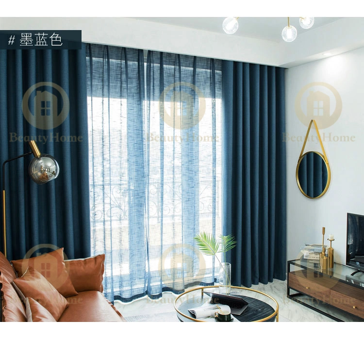New Home Hotel Use 90% Blackout Linen Cotton Look Polyester Light Decorative Fabric Window Curtain Fabrics Readymade Roller Blind