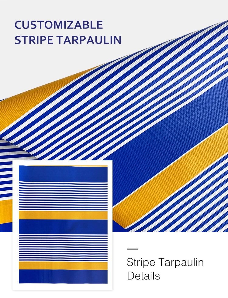 Waterproof PVC Striped Tarpaulin Polyester Awning Fabric for Sunshade