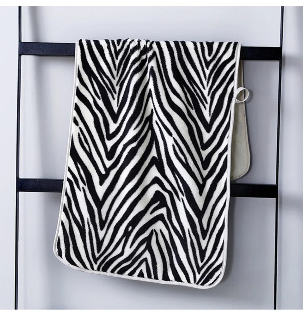 Polyester Brocade Printed Zebra Print Pajamas Four-Piece Set Thickened Fabric