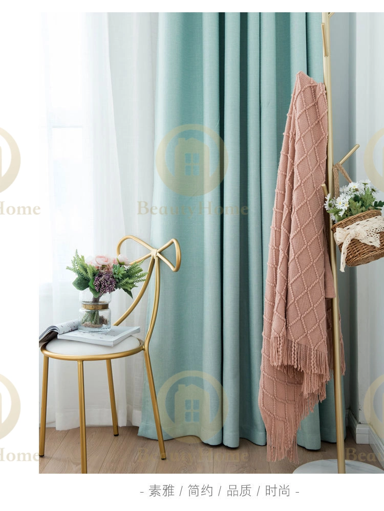 New Home Hotel Use 90% Blackout Linen Cotton Look Polyester Light Decorative Fabric Window Curtain Fabrics Readymade Roller Blind