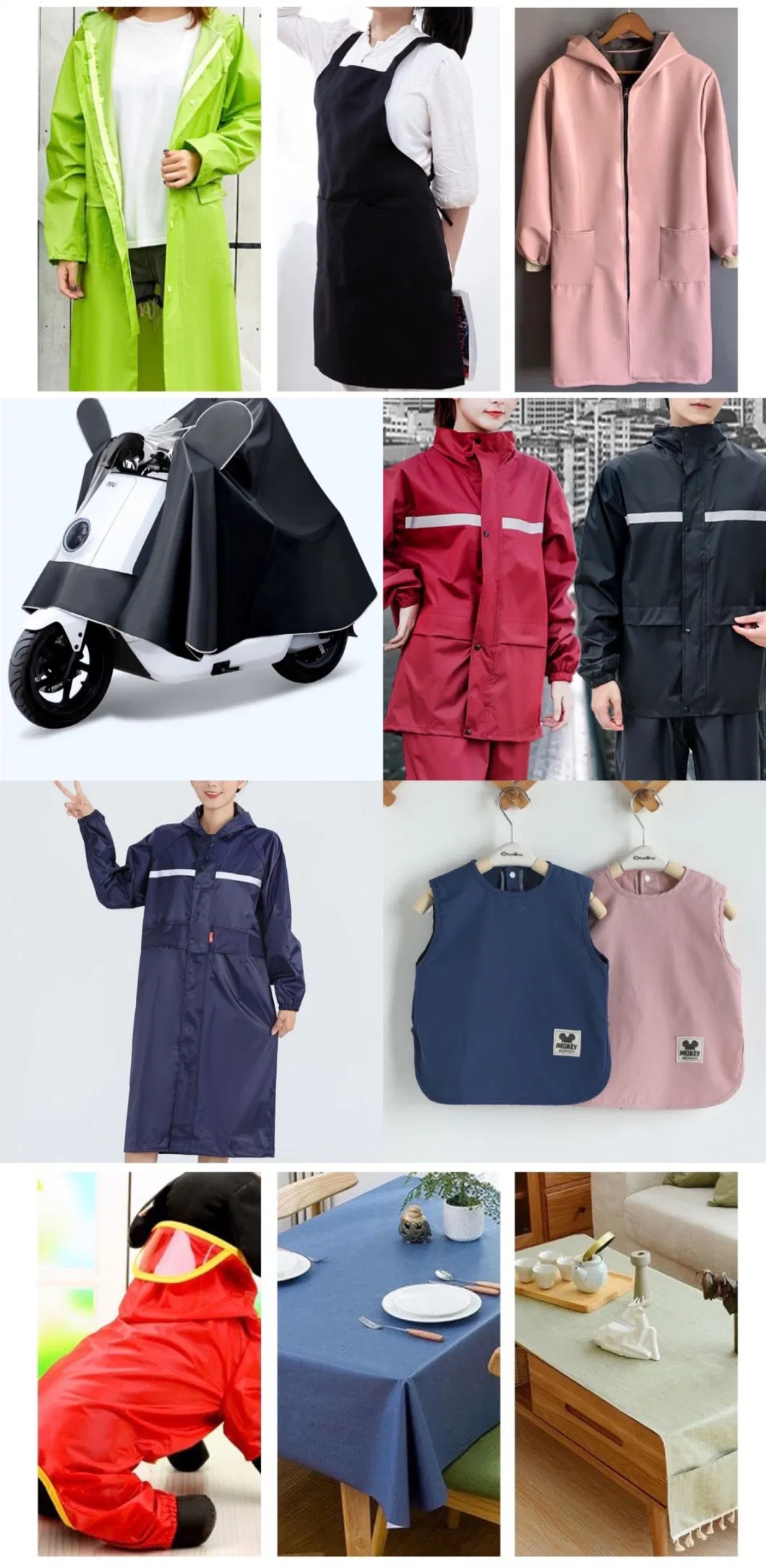 Tn Textile China Wholesale Market Colorful PVC Backing Waterproof Polyester Raincoat Fabric