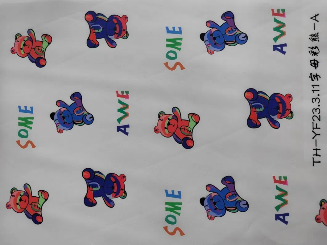 Rainbow Bears Cartoon Digital Printing Polyester Fabric for Garment