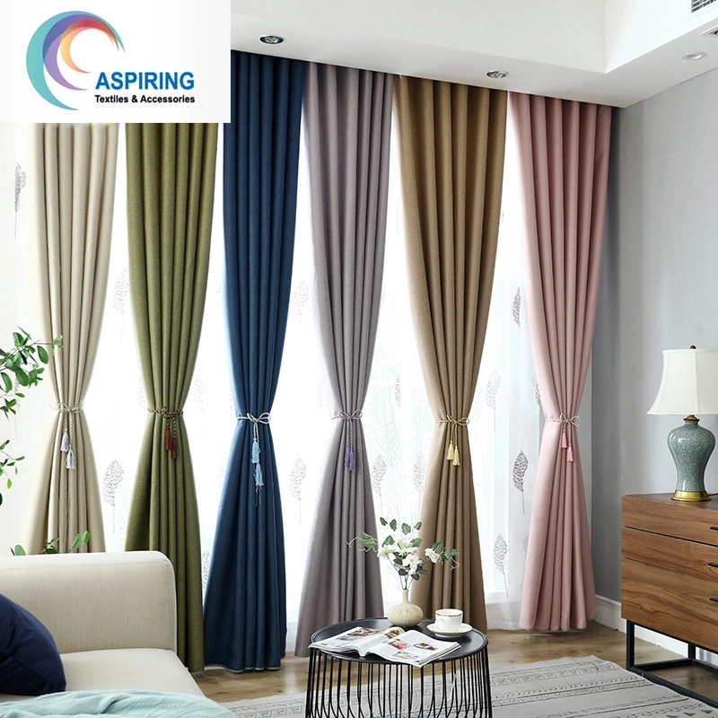 100% Polyester Linen Fabric Look Blackout Fabric for Curtain