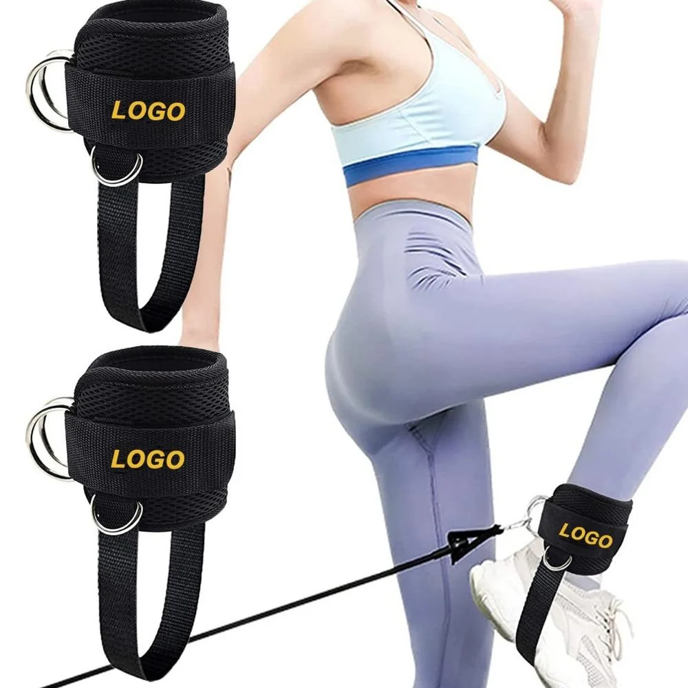 Adjustable Ring Ankle Straps with Foot Strap Cable Machine Fitness Thigh Glute Exercises Padded Ankle Cuffs Accessories Wyz21234