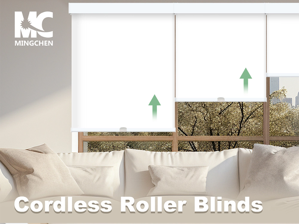 High Quality Privacy Indoor Custom Design Waterproof Fireproofing Polyester Cordless Roller Blinds