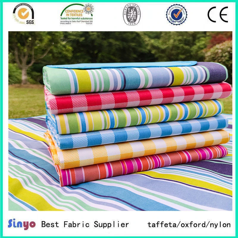 Beautiful Plaid Printed PVC Oxford Fabric for Sunshade Outdoor Products