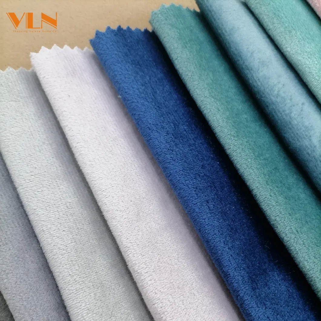 Classic Plush Velvet 100% Polyester Holland Velvet Knitted Plain Upholstery Home Textile Furniture Sofa Curtain Fabric