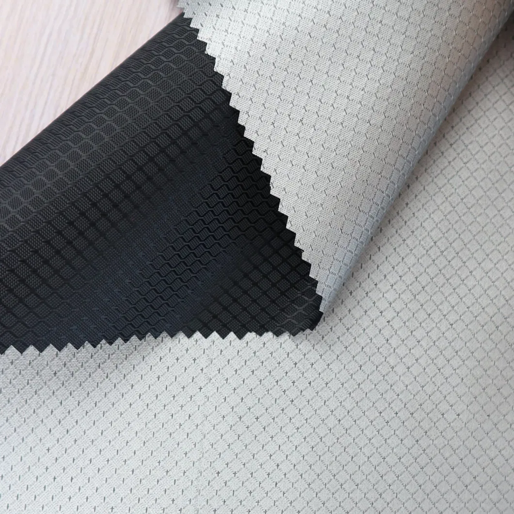 100% Polyester Diamond Dobby Oxford Fabric with Silver Coating for Blackout Blind Curtain