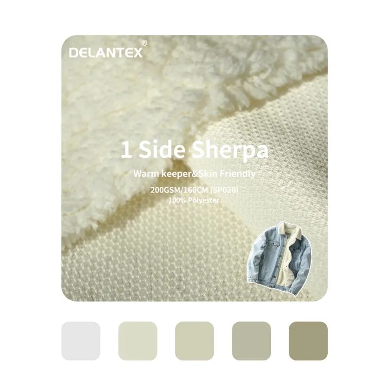 Delantex Tela Sherpa 100% Polyester Knitted Warm Soft Crushed Fleece Sherpa Fleece Sherpa Fur Lining Fabric